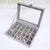 Praktyczne Pudełko do Przechowywania Biżuterii z Szklaną Pokrywką Organizer na Biżuterię Pojemnik na Kolczyki