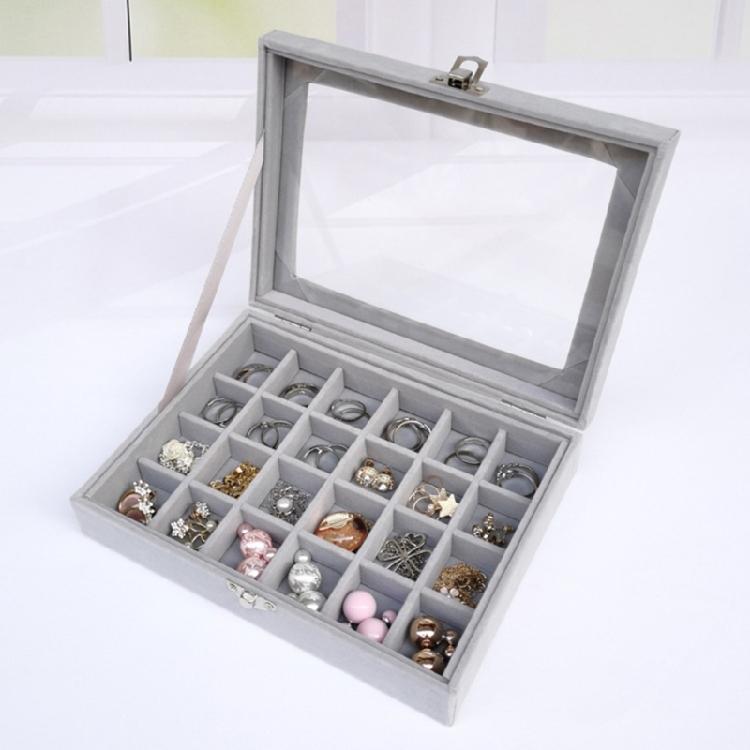 Praktyczne Pudełko do Przechowywania Biżuterii z Szklaną Pokrywką Organizer na Biżuterię Pojemnik na Kolczyki