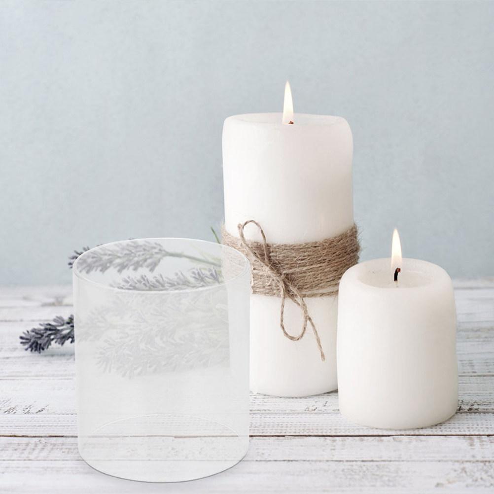 Remplacement Abat-jour Cylindrique en Verre Transparent pour Bougeoir Ouragan, Couvercle Cheminée Transparent pour Décoration de Maison et de Mariage