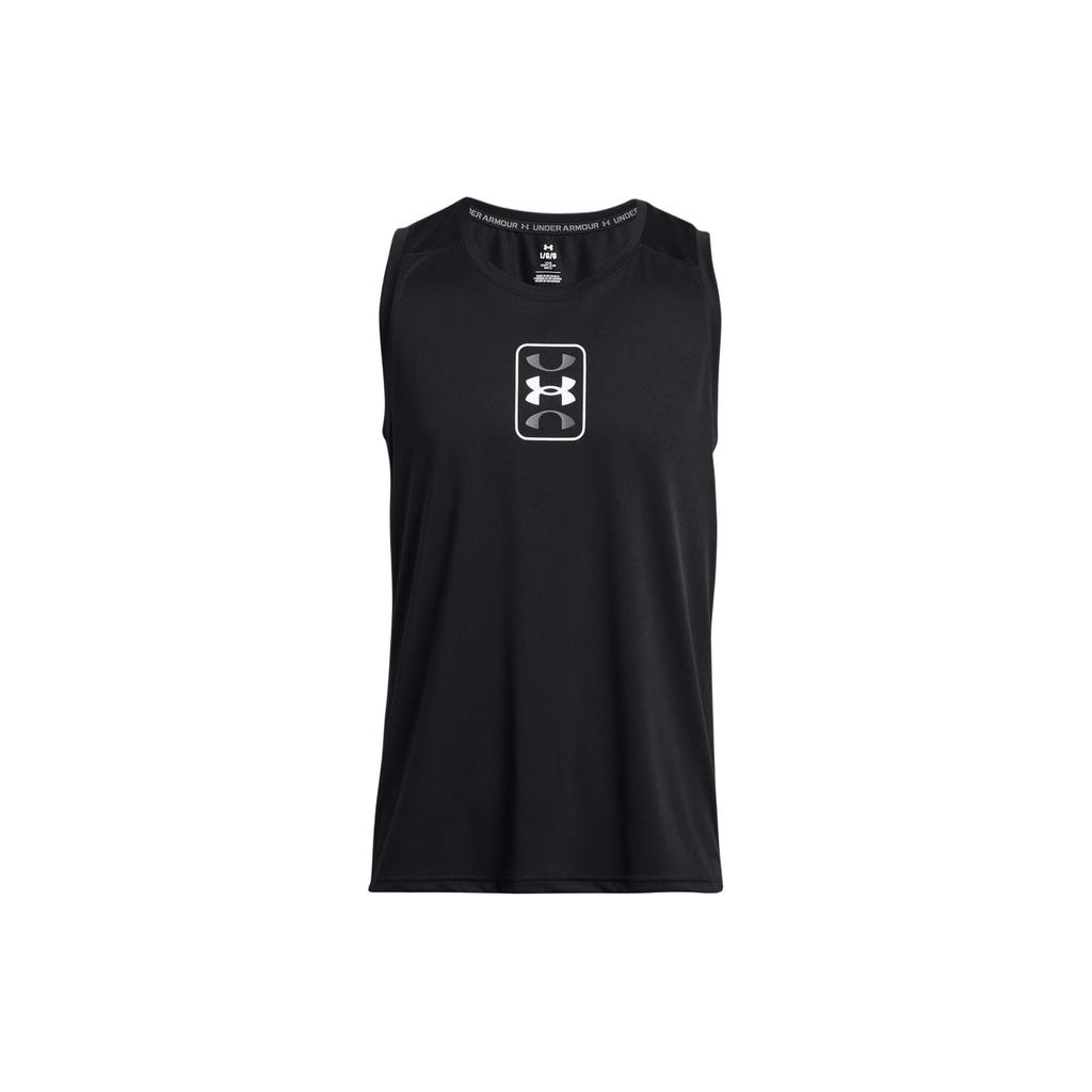 Under Armour Logo Print Quick-Dry Running Training Crew Neck Vest Men Tops Black 1383399-001