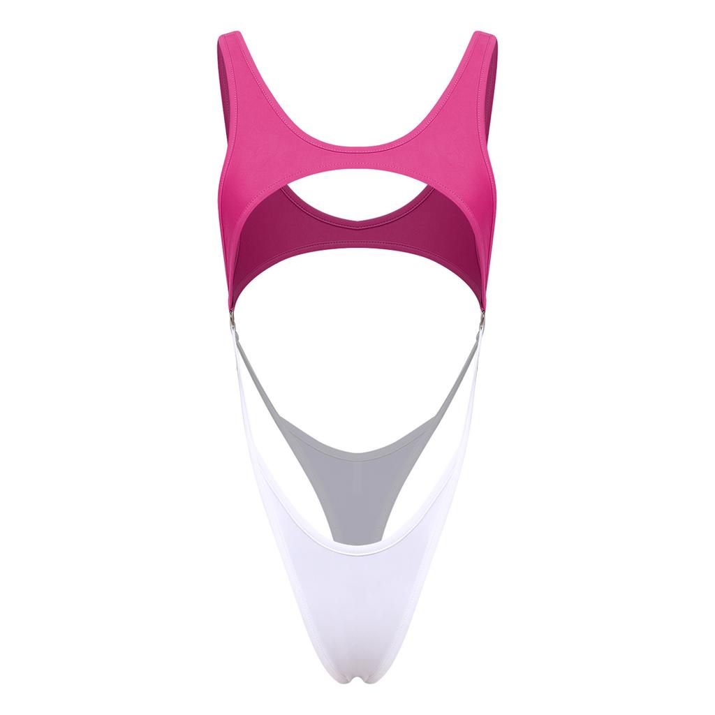 Traje de baño de una pieza para mujer con recorte sin mangas y aro O, tanga cheeky, body para playa, piscina, tomar el sol