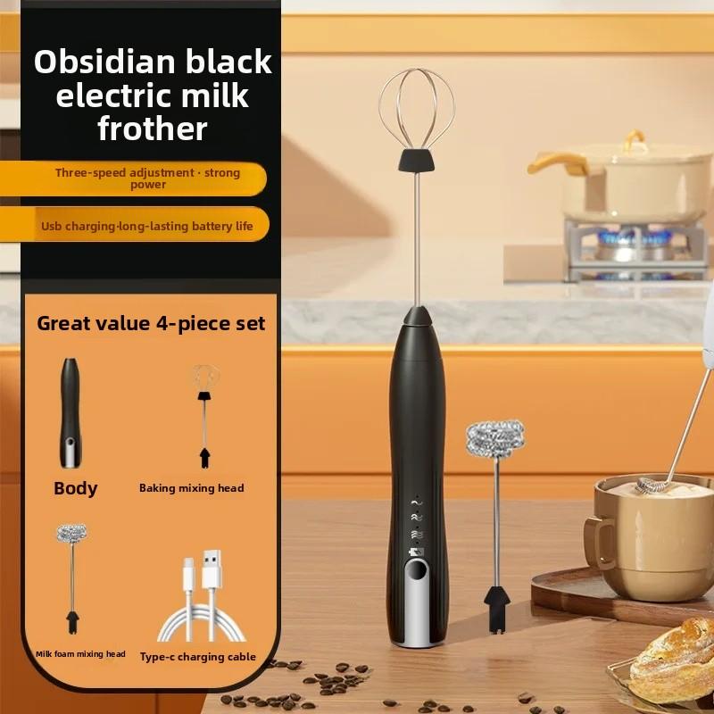 Portable Electric Milk Frother USB Egg Beater Hand Coffee Whisk Rechargeable Foam Mixer Home Kitchen Milk Frother Foaming