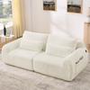 2-seater Sofa, Rabbit-style Faux Fur, High Resilience, with USB Charging Port and Side Magazine Pocket, Suitable for Living Room and Bedroom, Beige