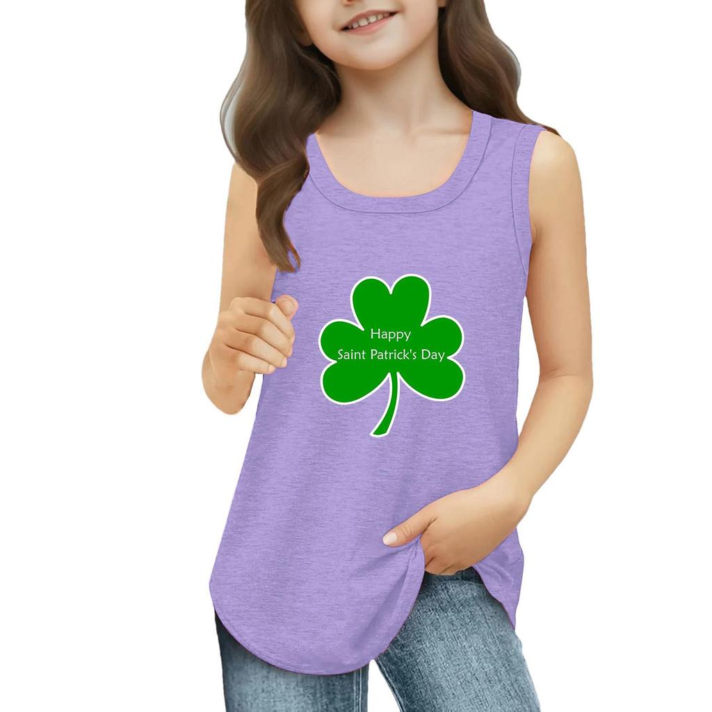 Mädchen Kinder Sommer Rundhals Ärmellose Shirts Tanktops St. Patrick's Day