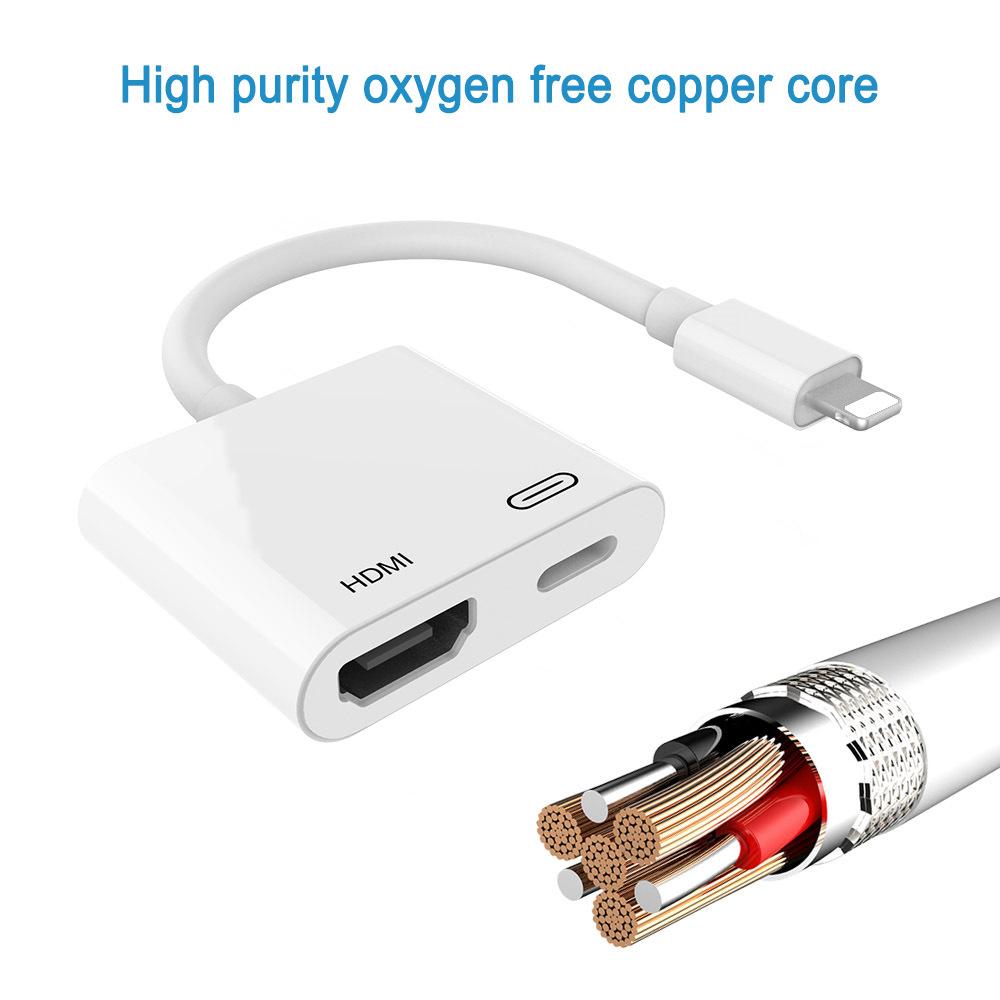 Lightning 8pin Male to HDMI Female+8pin Female Lightning Digital AV Adapter for iPhone 13/12/11/8/7