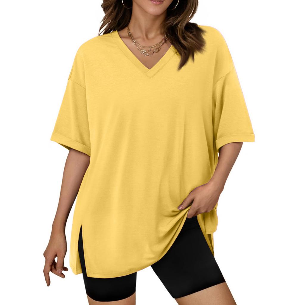 Large Oversized Women's Gym T Shirts Plus Size Tops V Neck Short Sleeve Workout Shirts Casual Loose Fit T Shirts