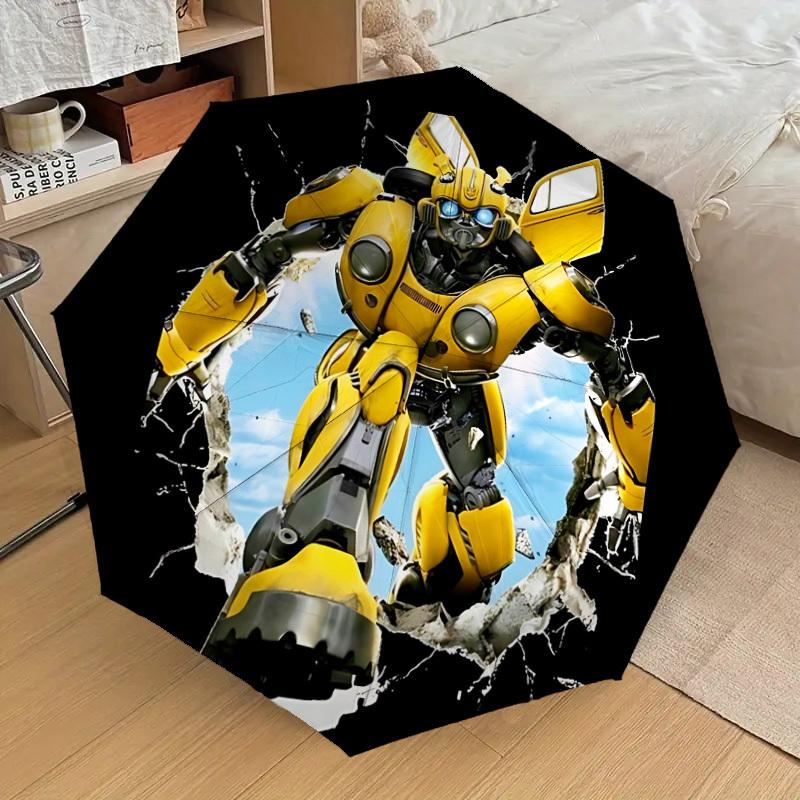 1pc Transformer Bumblebee Automatic Umbrella | Portable Foldable 8-Rib Manual Open, Cute Halloween & Christmas Gift for Outdoor, Casual Accessory, Dur