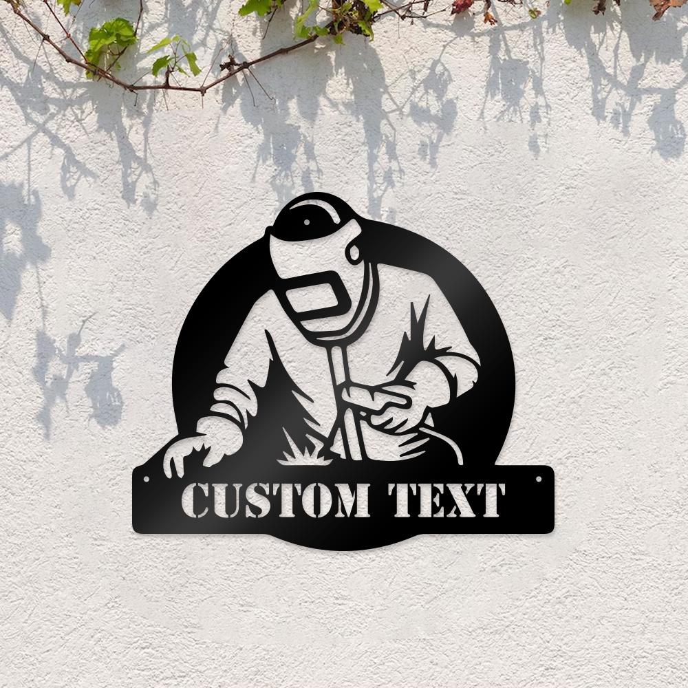 Unique Personalized Metal Wall Art Welder Gift for Dad Man Cave Indoor Outdoor