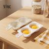 Nonstick Egg Cooker Dual-Cavity Microwave Poacher, Steamer with Lid Easy Clean Poacher Handle, Poaching Maker, Kitchen Breakfast Gadget Anti Scalding