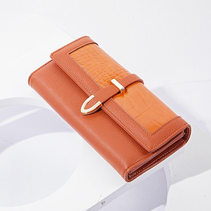 IELGY Женский однотонный кошелек All Match Simple Style коричневый — фото 9