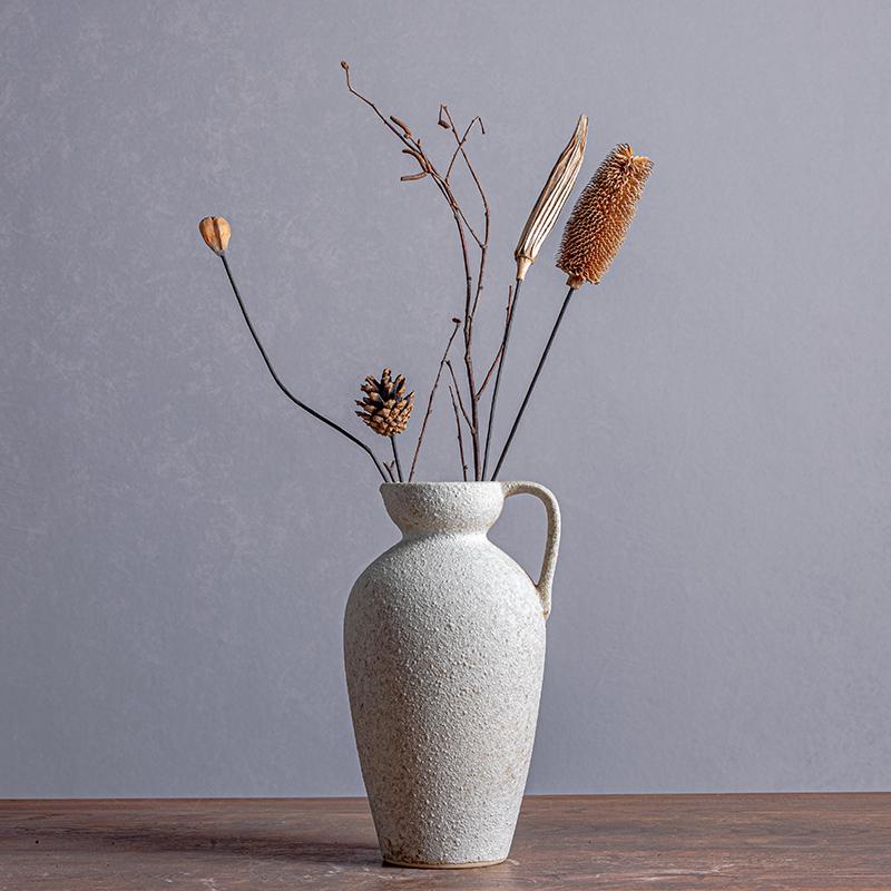 Keramická váza na sušené květiny Wabi-Sabi - Retro keramika pro kreativní aranžmá v jídelně nebo obývacím pokoji