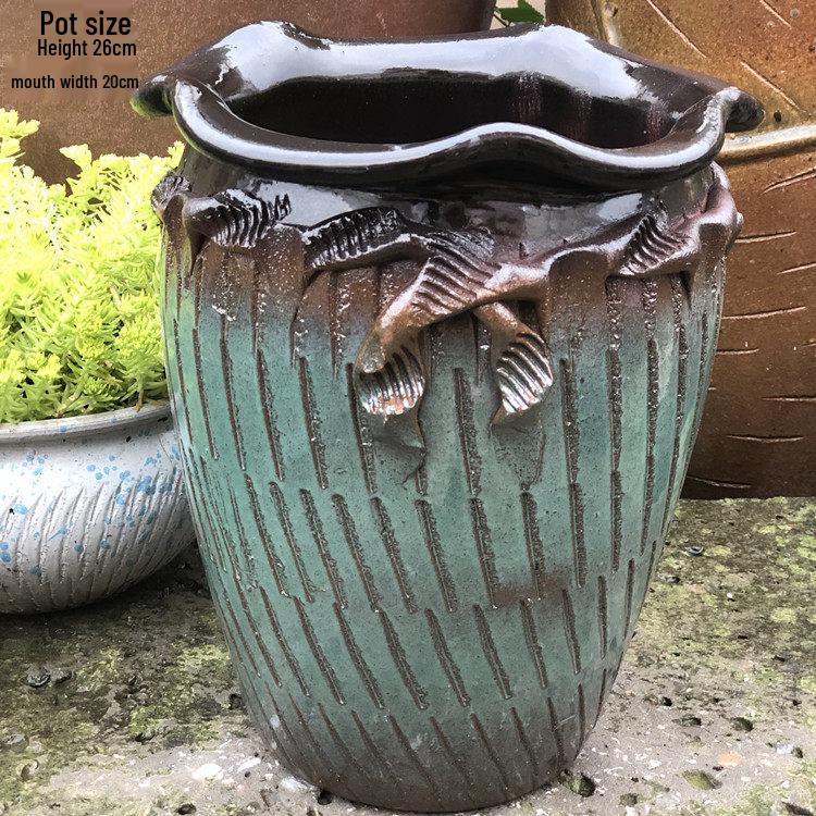 Retro Ceramic Zisha Pot: Large Succulent Planter with Rustic Personality