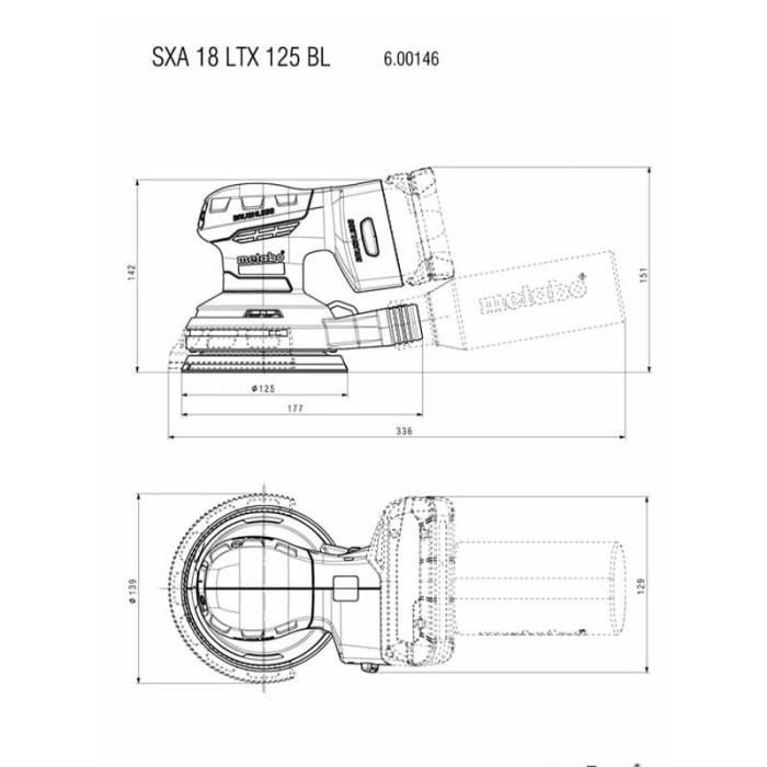 Ponceuse excentrique 18v ø150 mm (produit seul) sxa 18 ltx 150 bl dans metabox - metabo 600411840