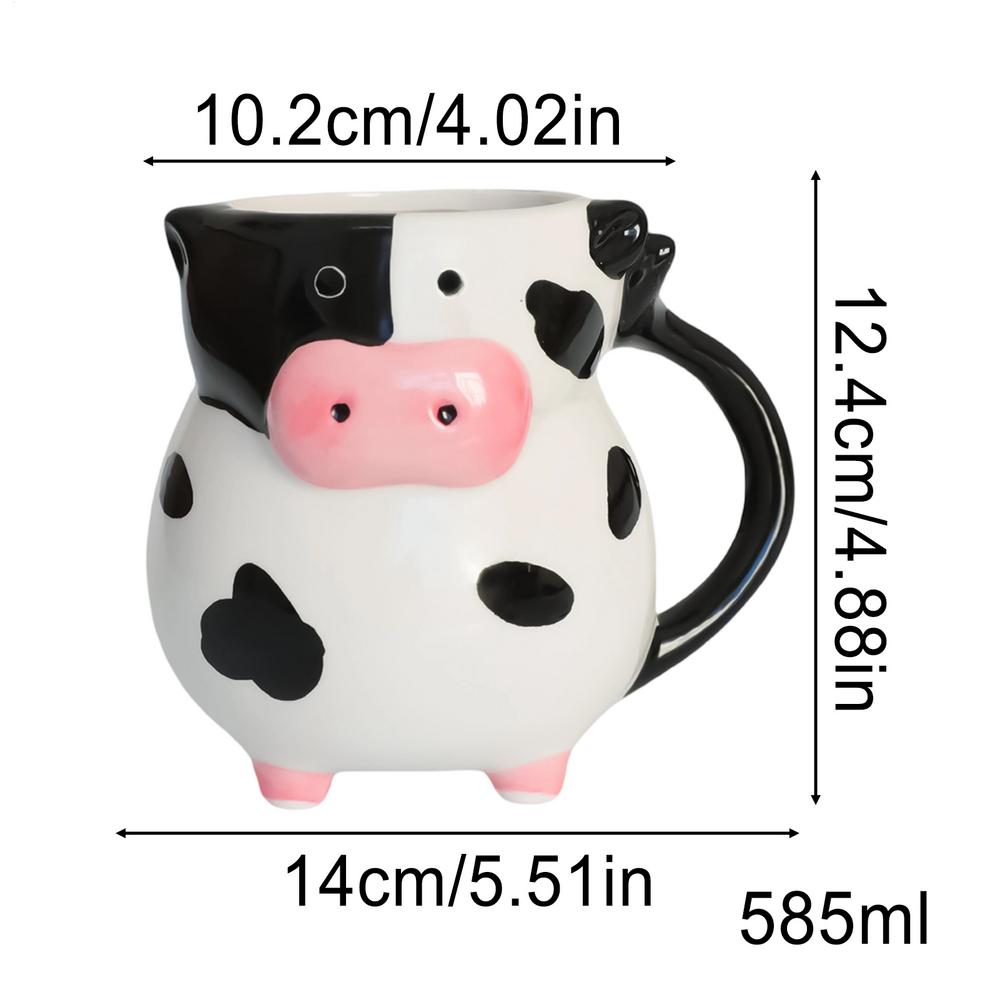 Cow Coffee Mug Ceramic 3D Non-Slip Cute Glasses Fun Coffee Mug For Family Friends Tea Beverages Drinks Birthdays Home Indoor 585ml белый