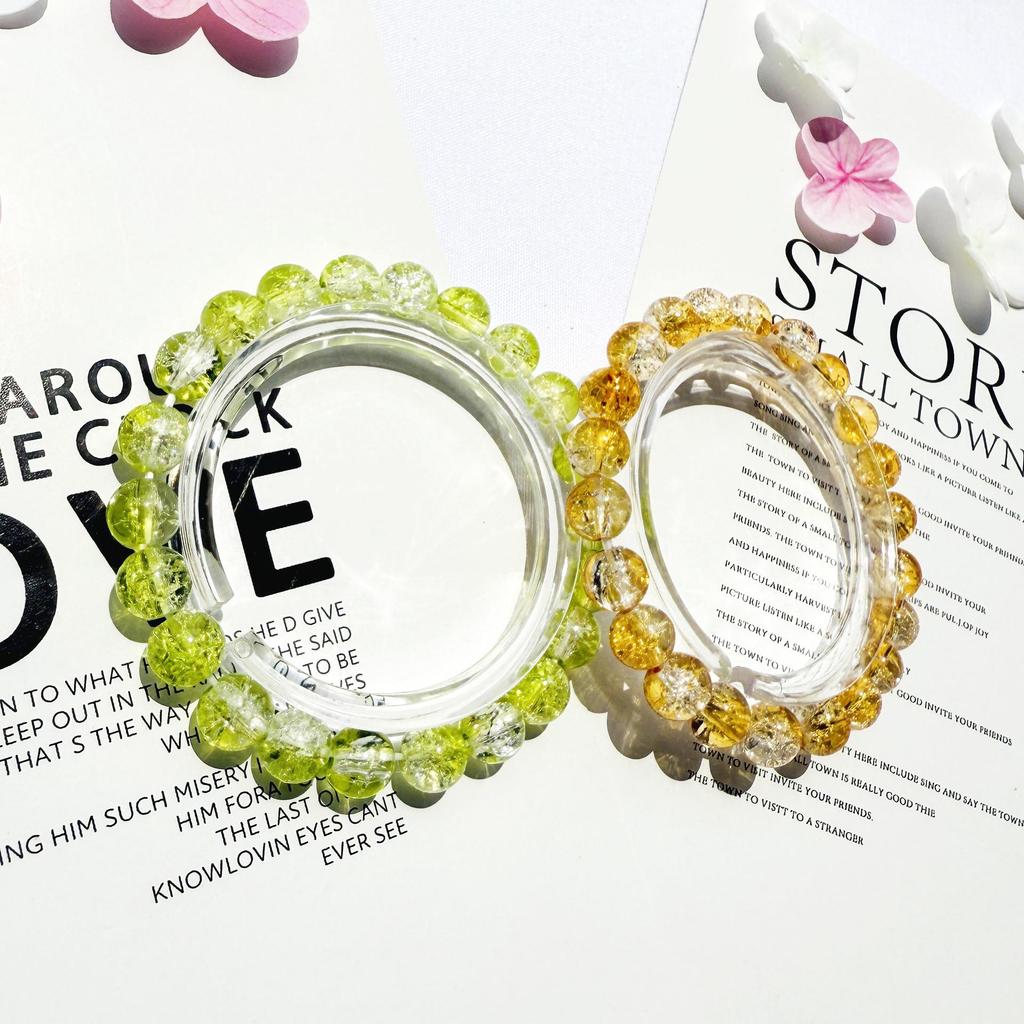 8mm Glazed Frosted Glass Bead Two-Color Wrap-Around Student Bracelet