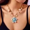 Summer Ocean Style Shell Flower Pendant Necklace for Women Vintage Gold Color Clavicle Chain Choker Beach Vacation Jewelry Gift