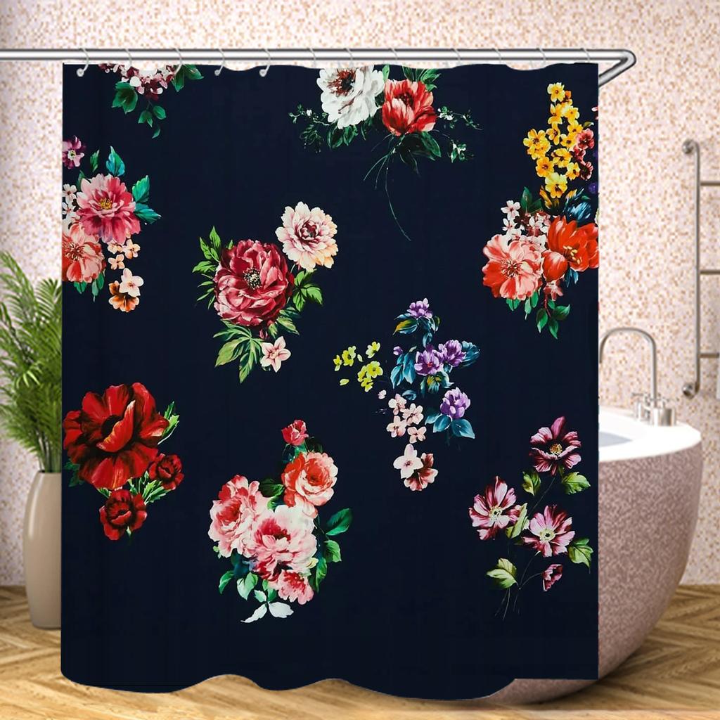 Sunflower Flowers Red Rose Shower Curtain Bath Waterproof Curtains For Living Room Luxury Set Screen Bathroom Accessories Sets