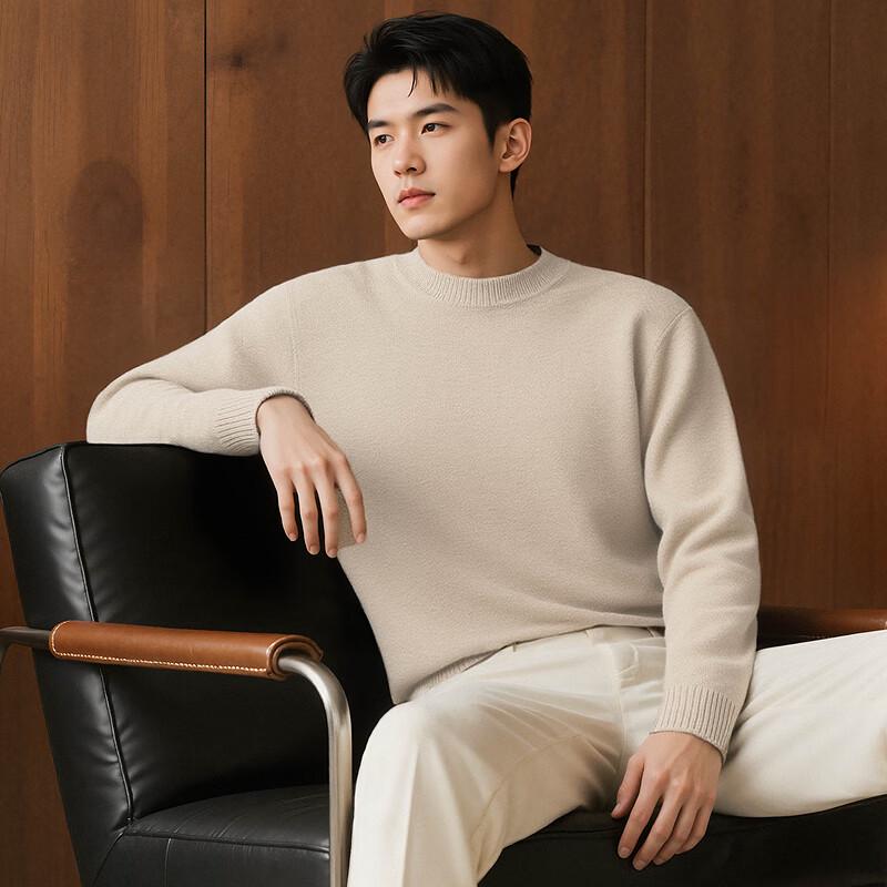 

FAPAI Men s Merino Wool & Cashmere Round Neck Sweater XL