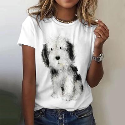 Tricou nou Kawaii pentru femei, imprimeu cu câini din desene animate, Top marime, haine la modă pentru femei, cămașă cu mânecă scurtă, tricou vară
