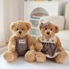 A Pair 26cm Cute Couple Teddy Bear with Cloth Plush Toys Stuffed Dolls Toy Kids Baby Girls Children Girl Birthday Christmas Gift