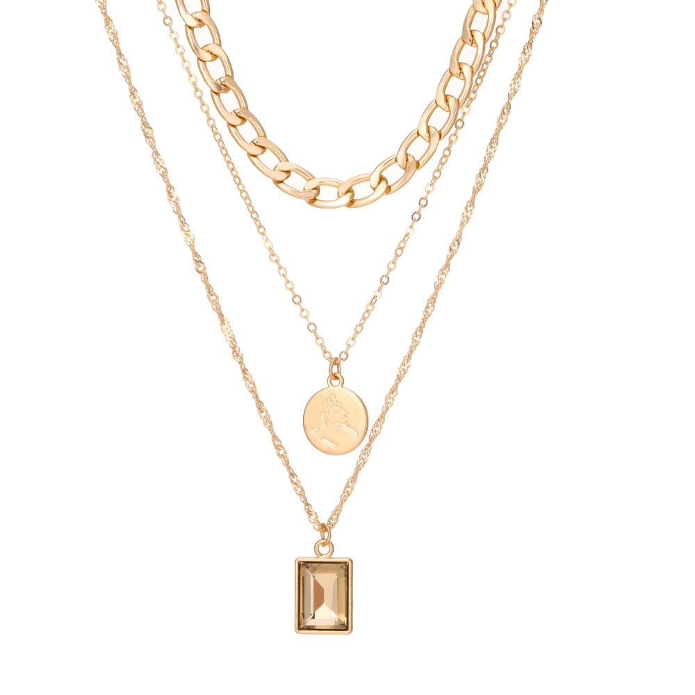 

Stylish Three Geometric Layer Necklace For Women Perfect For Everyday Wear Gifts And золотий