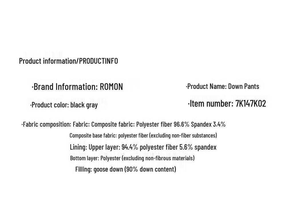 Romon Men's Goose Down Straight Leg Thermal Drawstring Pants