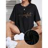 Women Plus Size Oversized "The Perfect Imperfection" Letter Print T-Shirt Round Neck Short Sleeve Loose Fit Spring Summer Fall Casual Top
