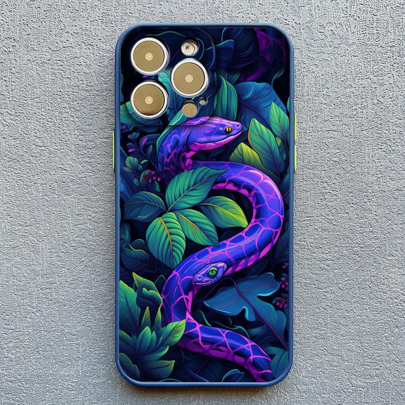 Snake Flower Snake Painting Phone Case for iPhone 11 12 13 Mini Pro Max 16 15 14 Pro Max XS X XR 15 8 7 Plus SE Shockproof Cover