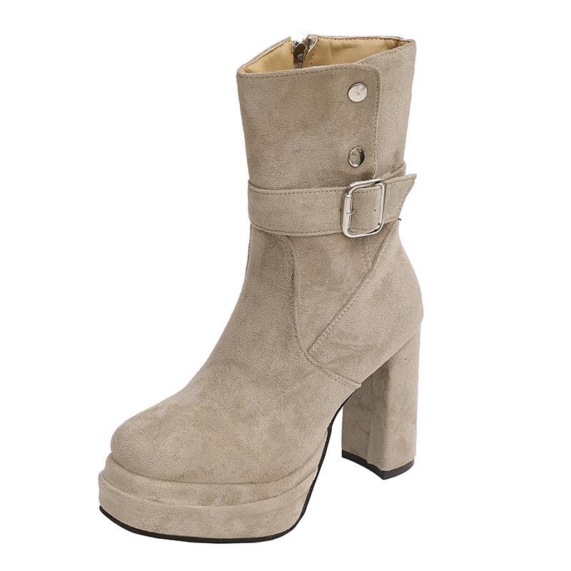 Fashion Niche Retro Block-heeled High-heeled Shoes for Women 2025 New Summer Versatile, Thin and Heightened Small Mid-leg Boots