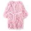 Pelliccia di lana marrone chiaro Cappotto di pelliccia finta edizione coreana Cappotto lungo da donna in lana marrone chiaro tinta unita Cintura in pelo di agnello