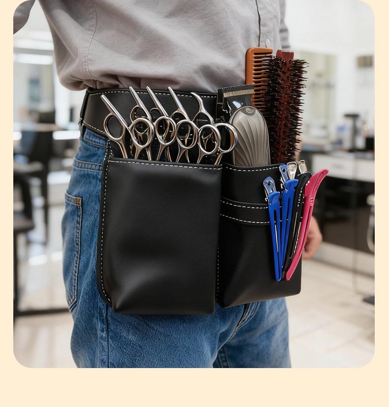 Leather Barber Crossbody & Waist Tool Bag for Scissors and Hairdressing Supplies