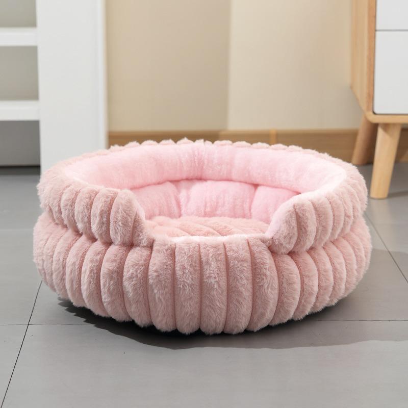 New Detachable Round Pet Bed Thick Warm Waterproof Dog Cat Nest All Season Small Medium Dog House with Removable Cushion