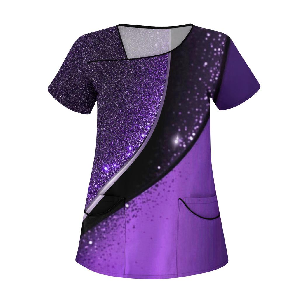 Damenmode Blumendruck Kurzarm Overalls mit Taschen Tops Kleidung