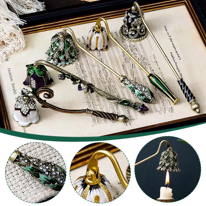 European Retro Candle Snuff Tool Aromatherapy Candle Extinguisher Hand Tool Flowers Shape Wick Extinguish Cover Carfts
