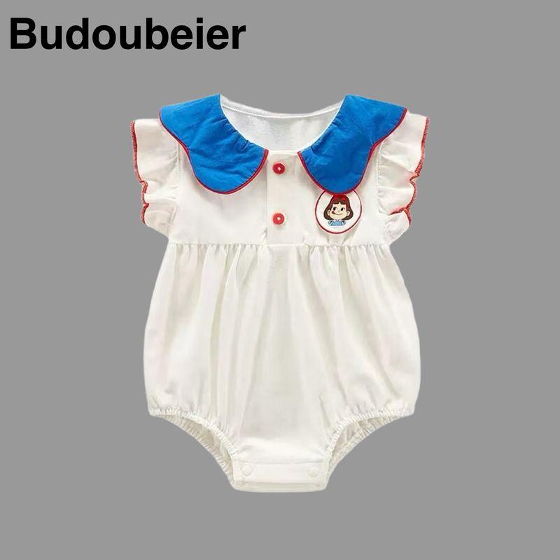 Baby Flutter-Sleeve Princess Romper Summer Cute One-Piece Outfit for Little Girls, Adorable Thin Stylish Romper for Babies White 59 cm