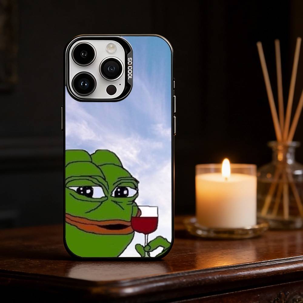

F-Забавный P-Лягушонок Пепе Чехол для Телефона Для iPhone 17,16,15,14,13,12,11,Pro Max,Plus Конфетный Серебряный Чехол iPhone11PROMAX