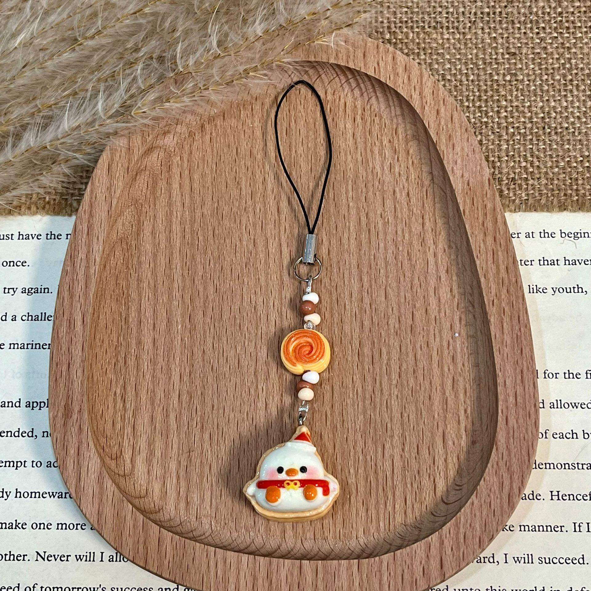 Snowman Roast Chicken Keychain with Cute Lanyard