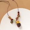 Retro literary necklace, natural plant fruit acorn pendant, long sweater chain, niche accessories
