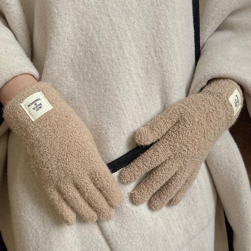 

Вязаные теплые перчатки на флисе One Size