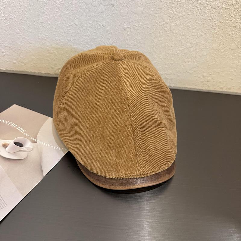 Nouvelle casquette gavroche en velours côtelé PU: Mode rétro britannique pour l'automne/hiver
