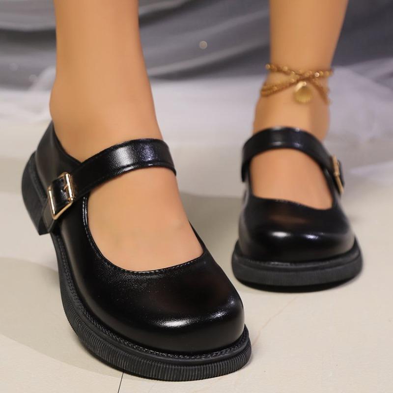 Fashion Black Ankle Buckle Platform Pumps Women  Style Patent Leather Mary Jane Shoes Woman Punk Thick Heels Lolita Shoes