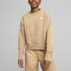 Puma Her Crew TR Solid Color Round Neck Sports Sweatshirt Women Sweatshirt Khaki 673109-89