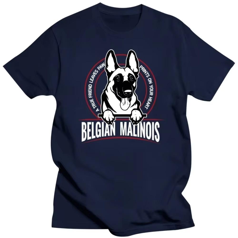 Fashion Men T Shirts Belgian Malinois Tshirt Short Sleeve Cotton Tee Top Best Friend Shepherd Dog T-shirt Clothing Gift Idea