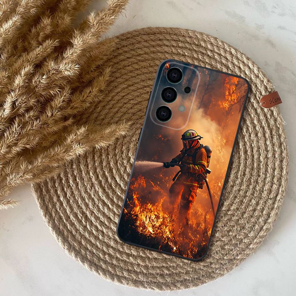 Phone Case For Samsung S25,S24,S21,S22,S23,S30,Ultra,S20,Plus,Fe,Lite,Note,10,9,Fireman Firefighter 5G Black Cover
