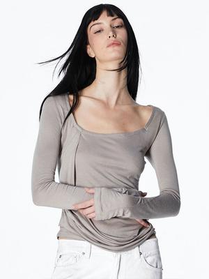 2000Akaibeuseu Kaia Draped Top (Mocha)