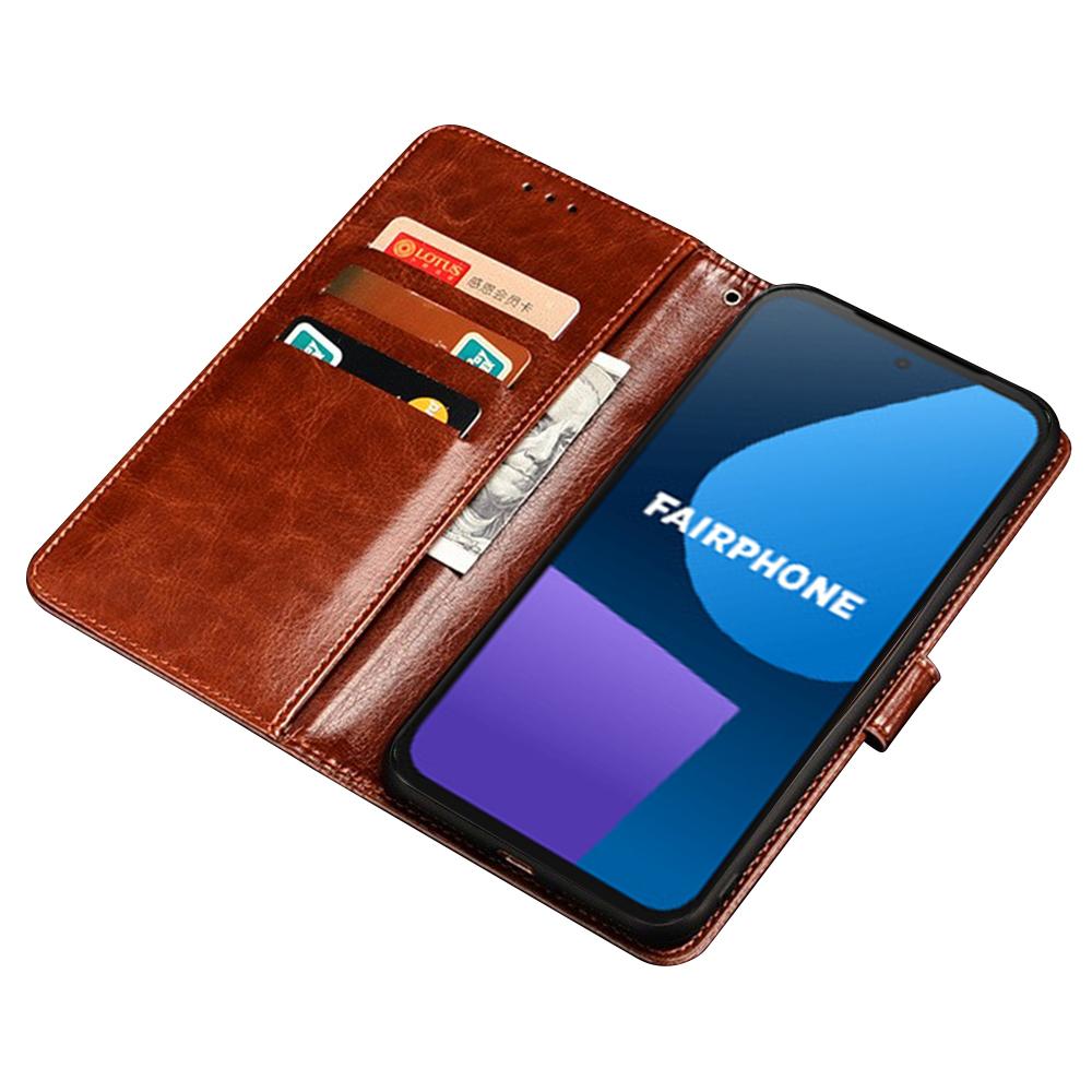 

IDEWEI For Fairphone 5 Case Crazy Horse Texture Wallet Leather Cover Black