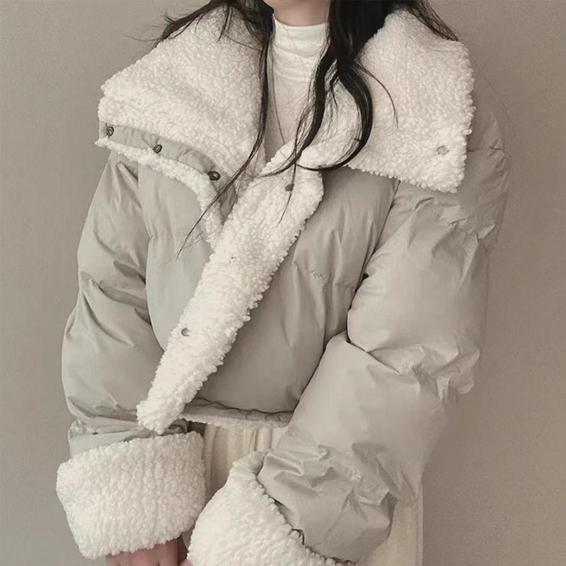Winter Women's Tops Jacket Cotton Coat Versatile Skinny Long Sleeve Lapel Short Warm Thickened Vintage Comfortable Versatile