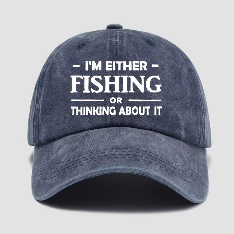 Fishing Thinking About It Baseball Cap Washed Cotton Adjustable Outdoor Sun Protection Unisex Hat