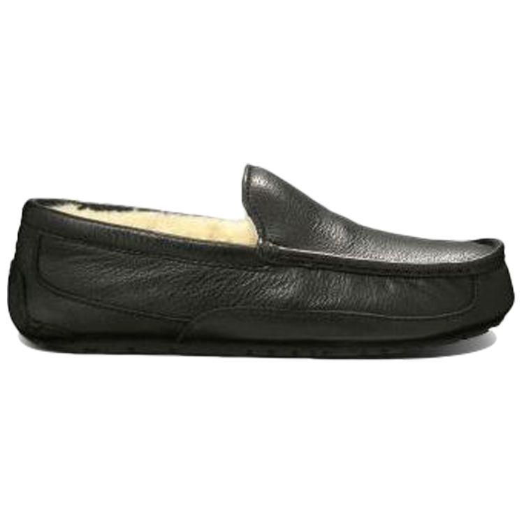 UGG Ascot Two-Layer Cowhide Low-Top Casual Shoes Men Sneakers Black 5379B-BLK