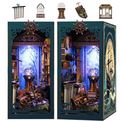 CRESYMME Miniaturhaus Puppenhaus Bücherregal-Einsatz-Set, Holz DIY 3D Hobby Handgefertigt (Geheimnisvolle Schatten unter dem Meer)